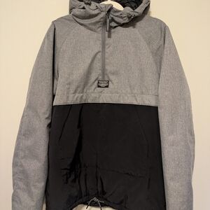 Men's Gray and Black Hooded Jacket